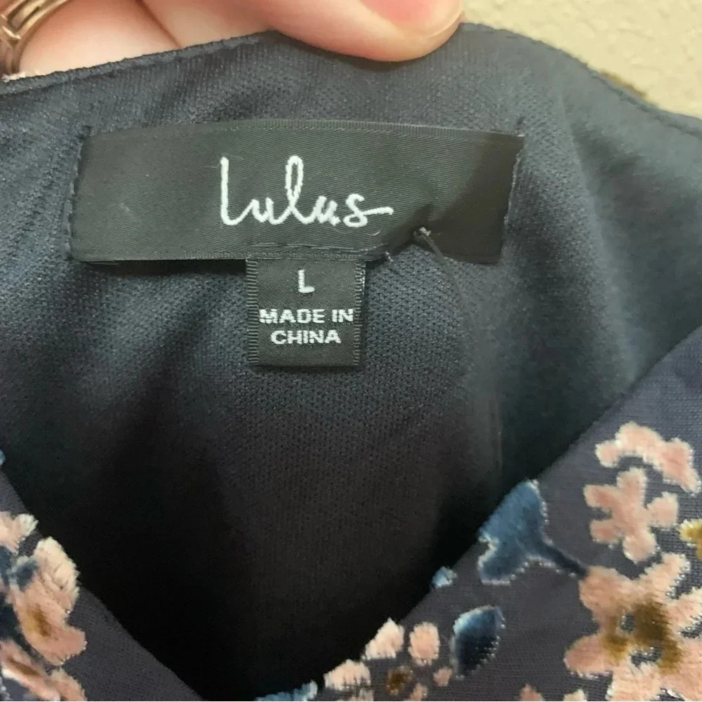 Lulus Evenings with You Dark Teal Floral Velvet Asymmetrical Dress - Picture 13 of 16